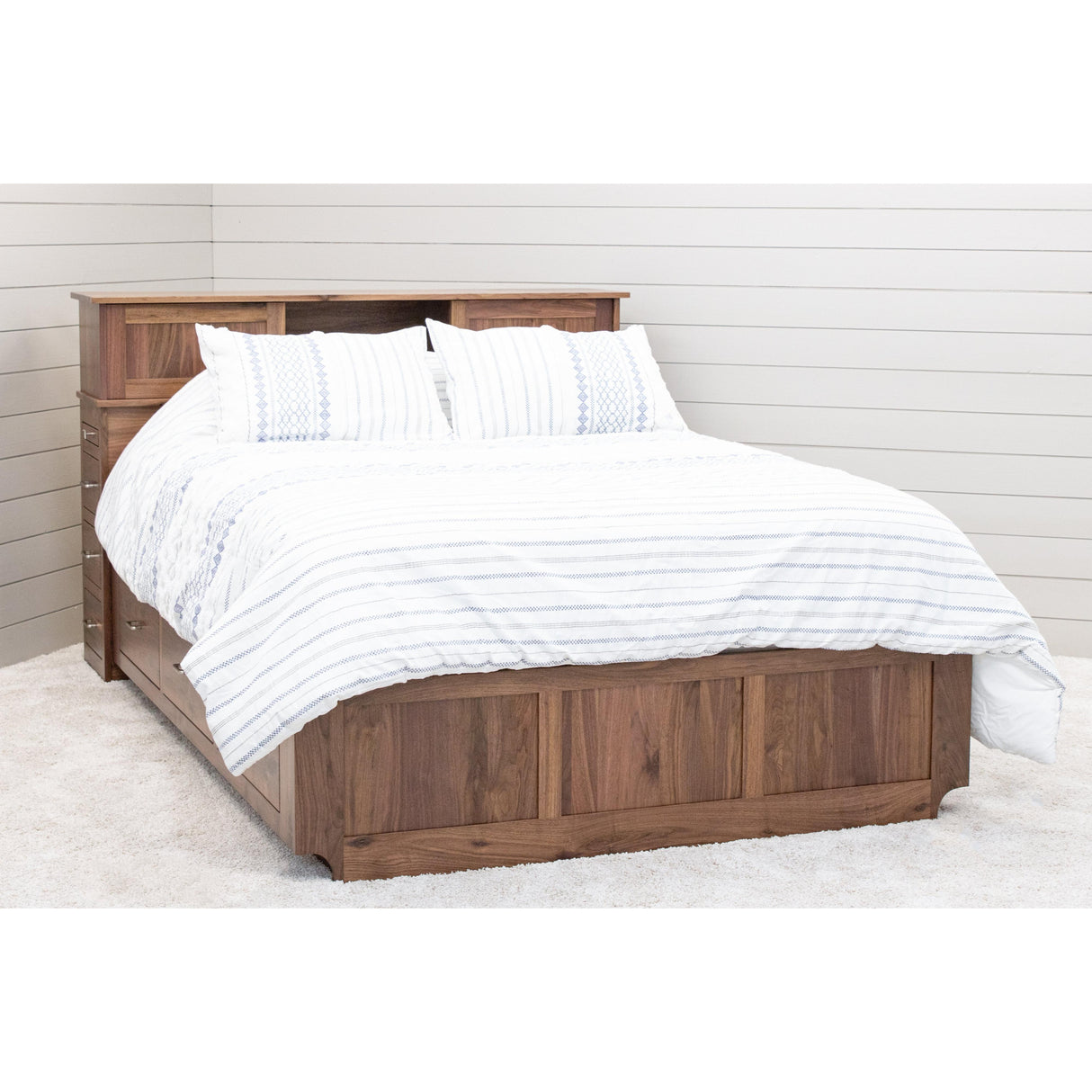 Weston Walnut Wood Storage Headboard & Platform Drawer Bed | NAT