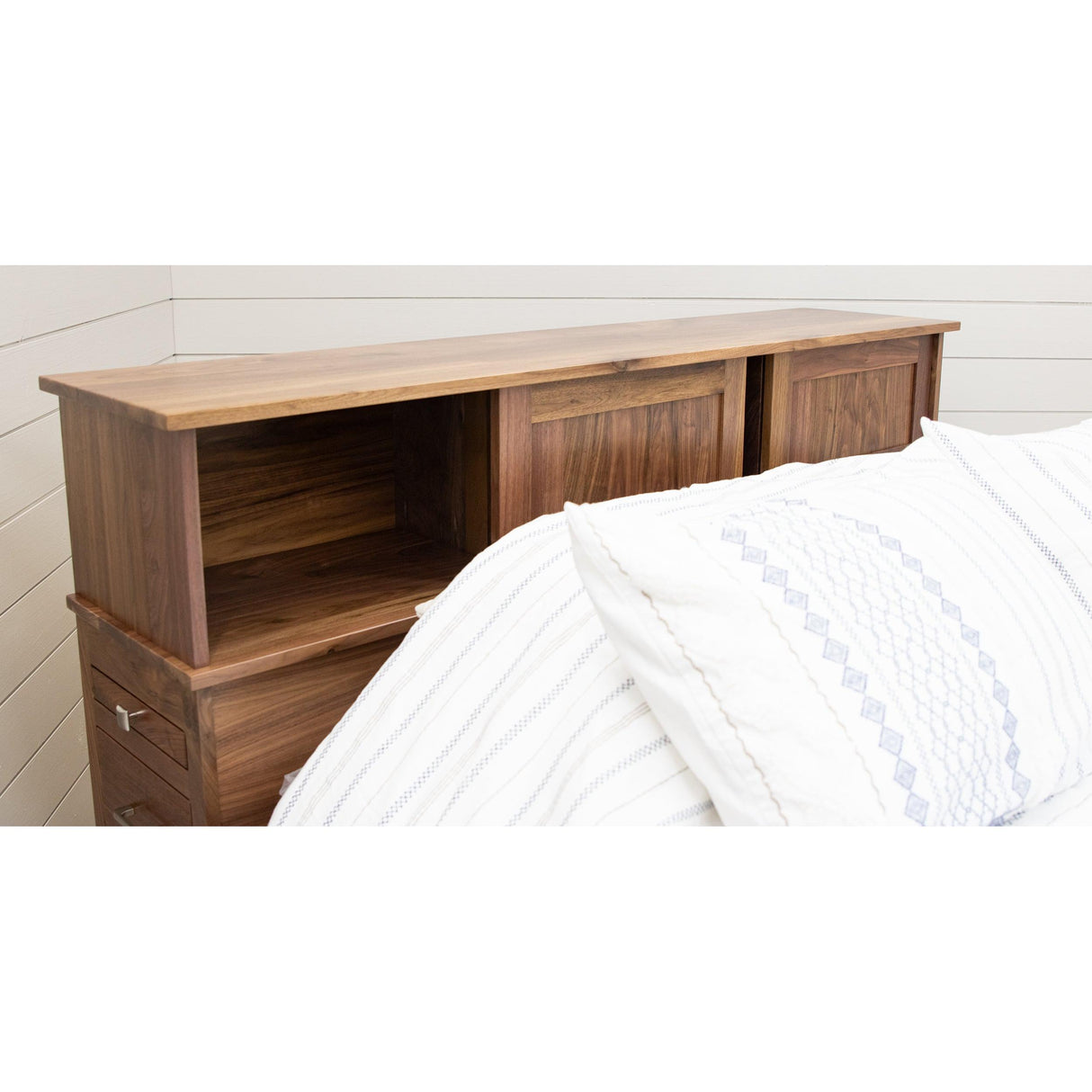 Weston Walnut Wood Storage Headboard & Platform Drawer Bed | NAT