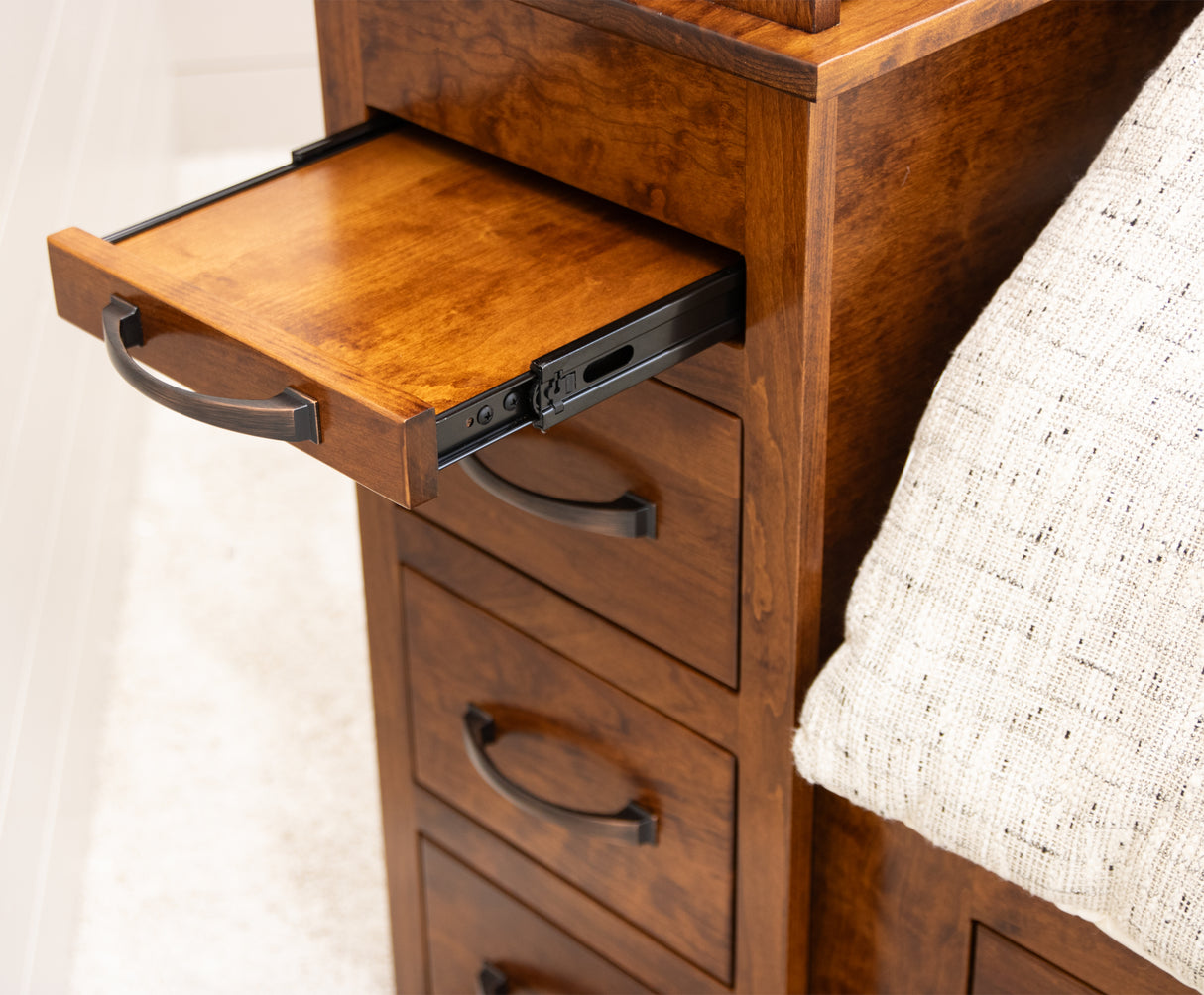 Weston Cherry Wood Storage Headboard & Platform Drawer Bed | MC