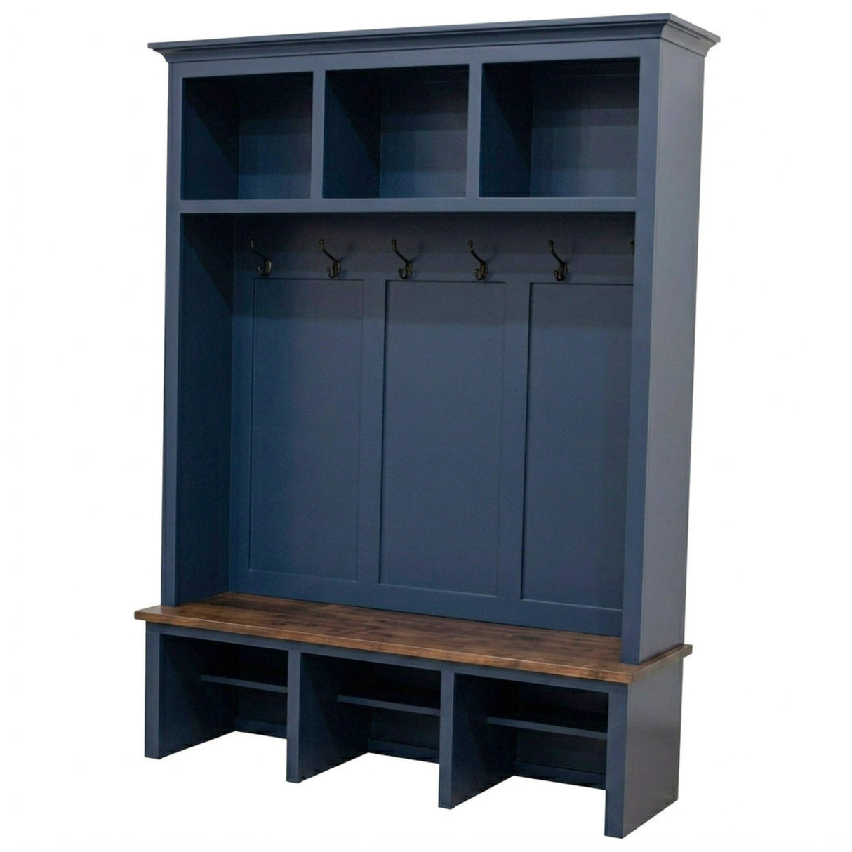 Weston Blue Solid Wood Hall Tree Bench | M-HN&CO