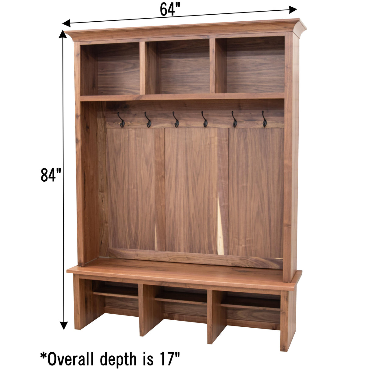 Weston Walnut Wood Hall Tree Bench | NAT