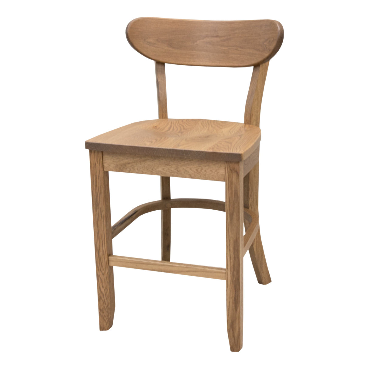 Windsor Rustic White Oak Wood 24" Mid Century Stationary Bar Stool | DS