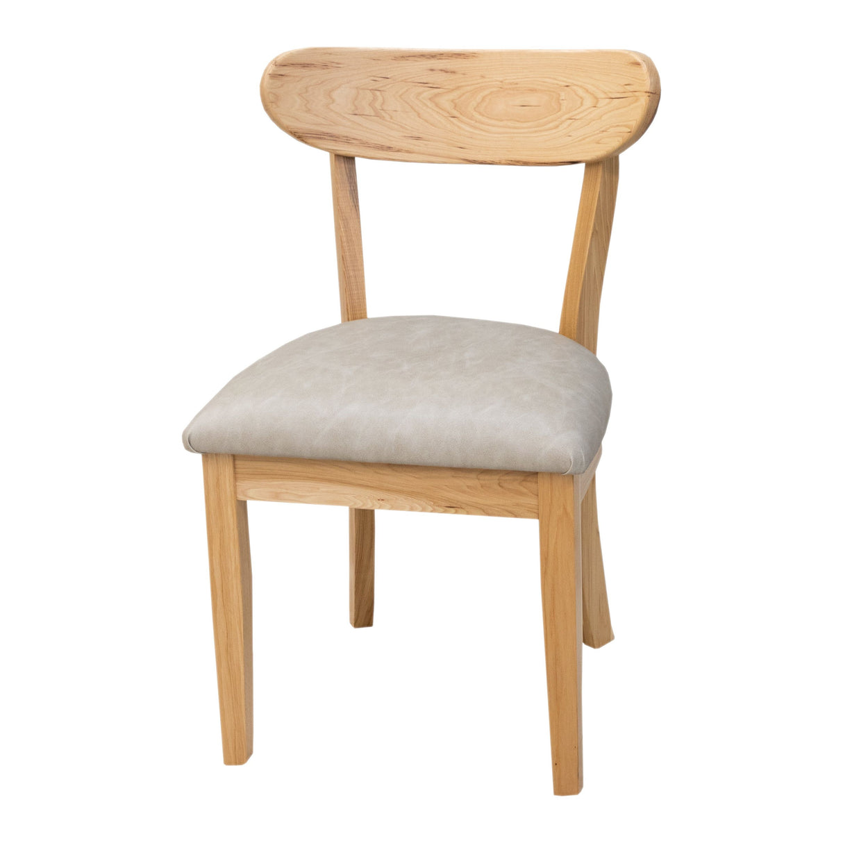 Windsor Hickory Wood Mid Century Side Dining Chair with Fabric Seat | NAT