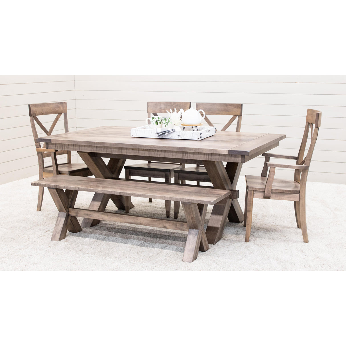Wooden X Maple Wood Trestle Dining Bench | DU