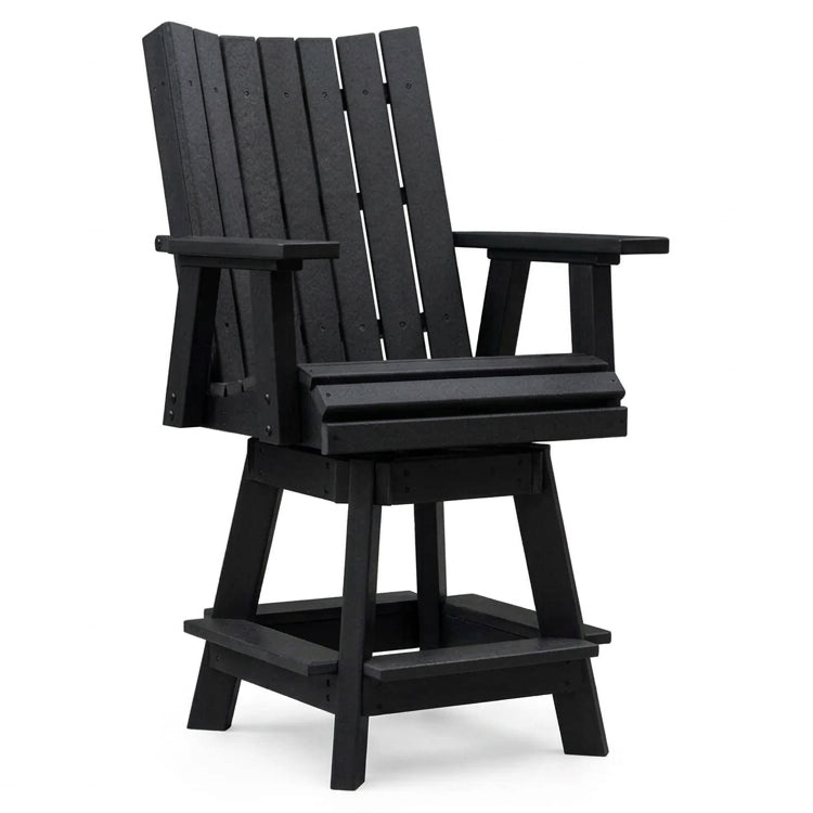 Modura Poly Amish Outdoor Swivel Bar Stool - Black