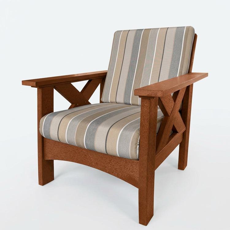 Sawbuck Outdoor Poly Wood Patio Chair with Cushions - AM&MC