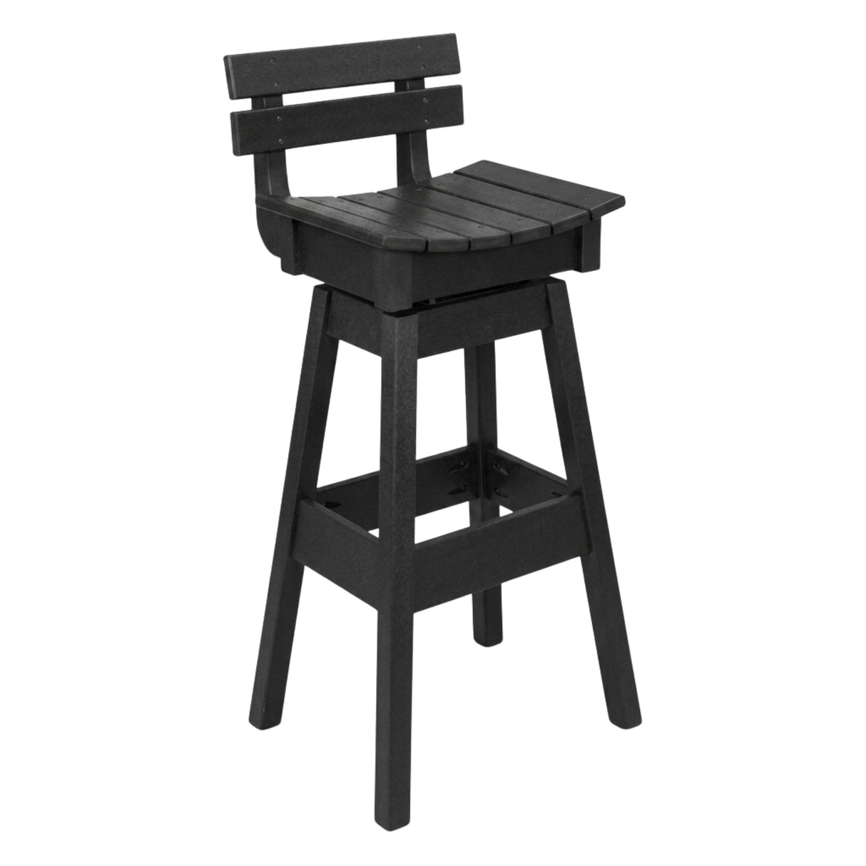 Outdoor Swivel Bar Stool with Back Poly Amish Classic - Black