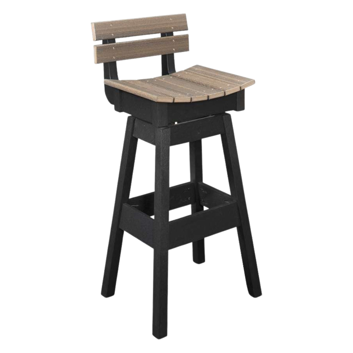 Outdoor Swivel Bar Stool with Back Poly Amish Classic - Coastal Gray & Black