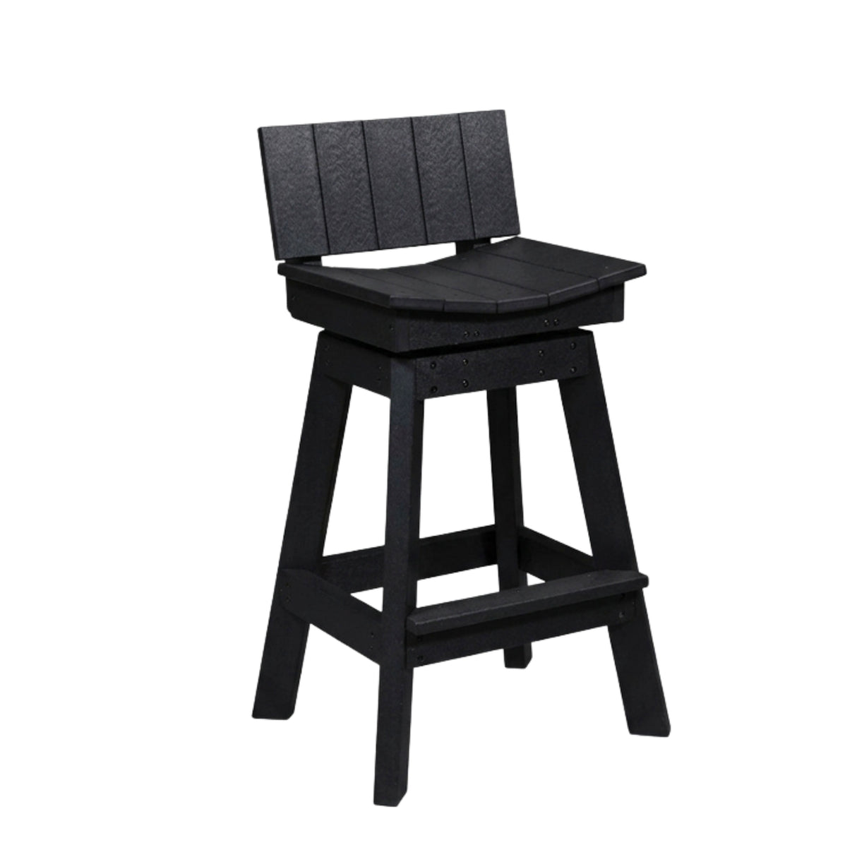 Outdoor Swivel Bar Stool with Back Deluxe Amish Poly - Black