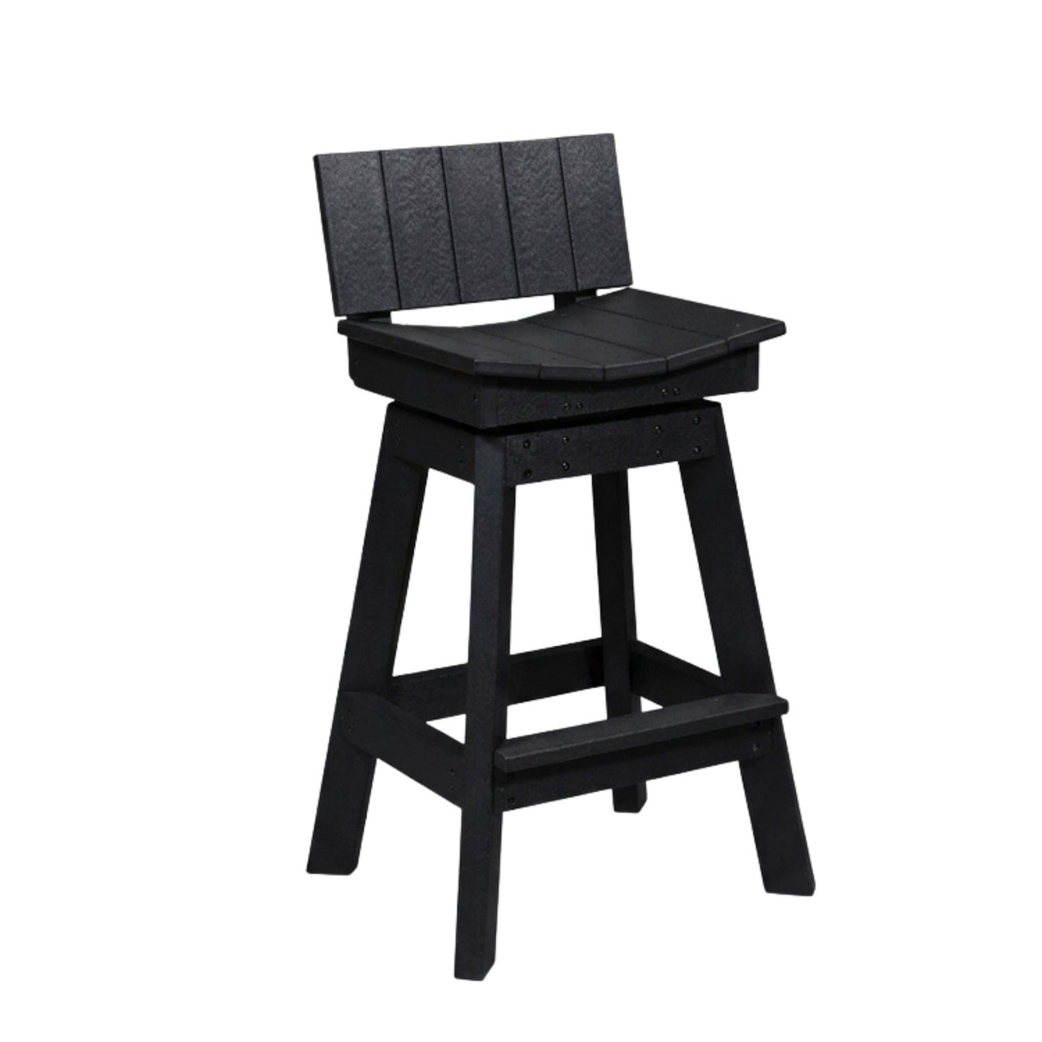 Outdoor Swivel Bar Stool with Back Deluxe Amish Poly - Black