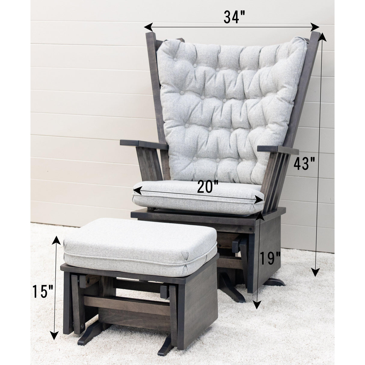 Mission Maple Wood Swivel Glider Rocker & Ottoman | AB-4275-K