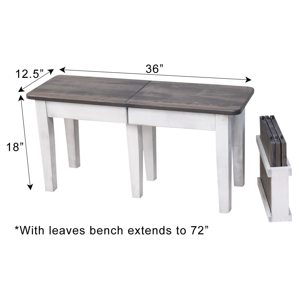 Shaker Expandable Bench, 3' to 6'