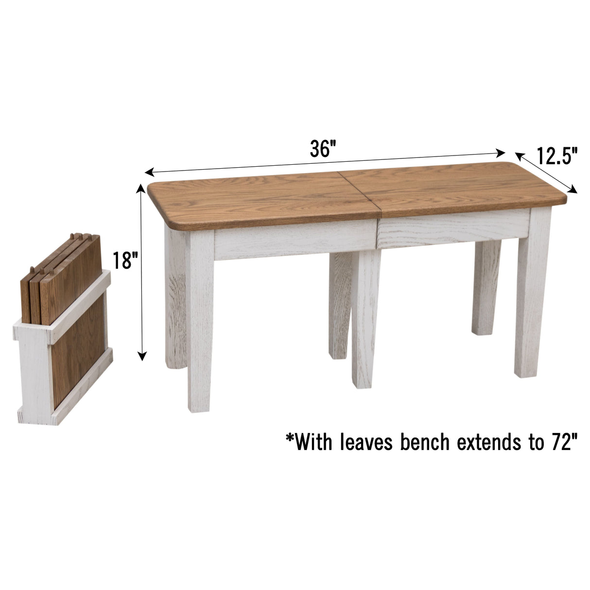 Shaker Expandable Bench, 3' to 6'