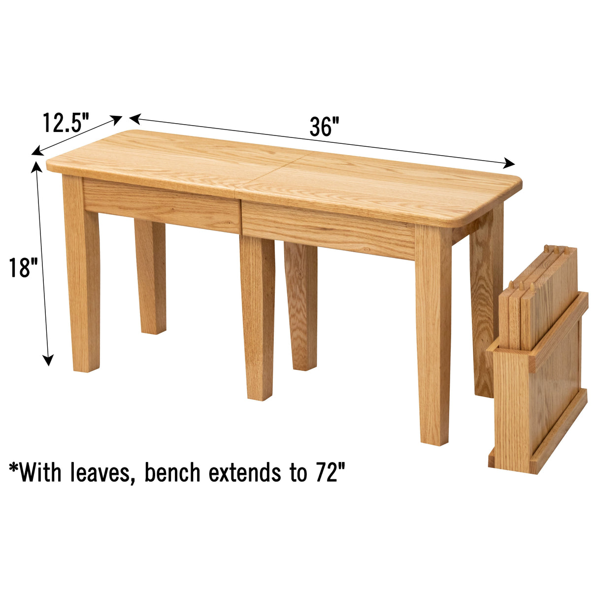 Shaker Expandable Bench, 3' to 6'