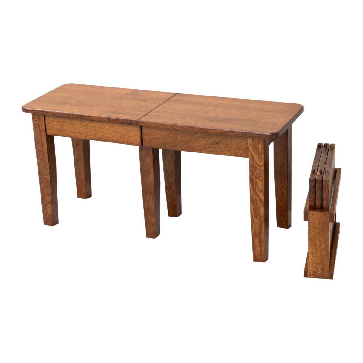 Shaker Solid Quarter Sawn Oak Wood Expandable Bench in Cherry Color ...