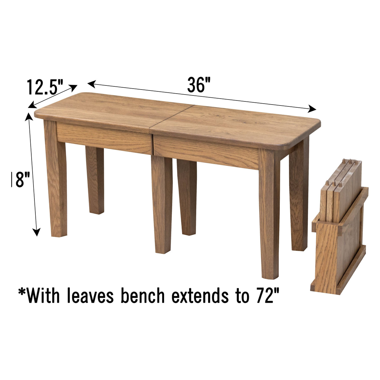 Shaker Expandable Bench, 3' to 6'