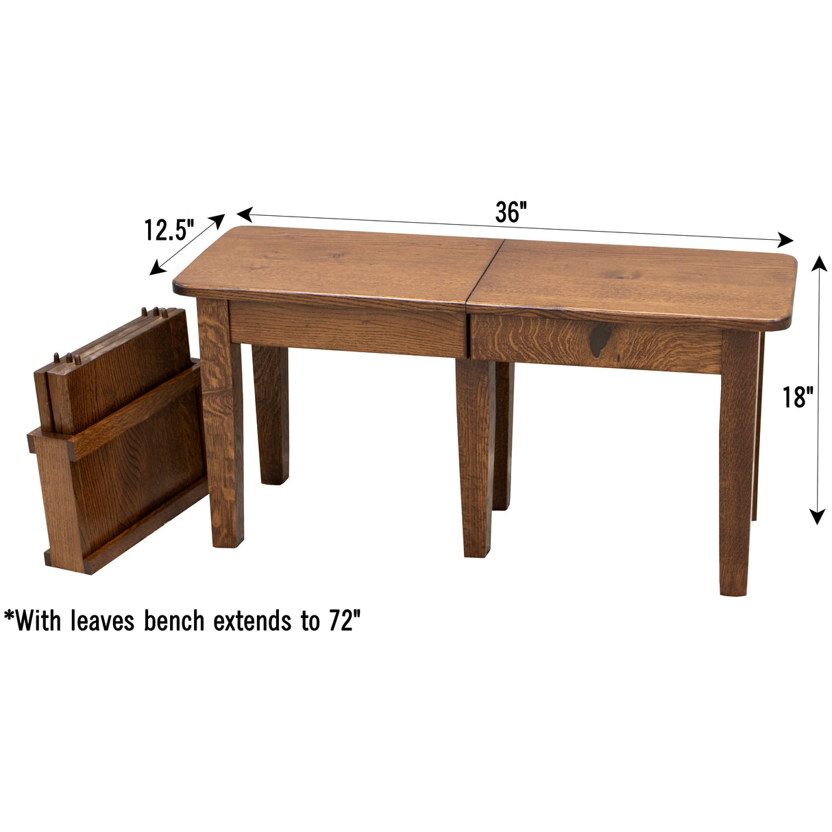 Shaker Expandable Bench, 3' to 6'