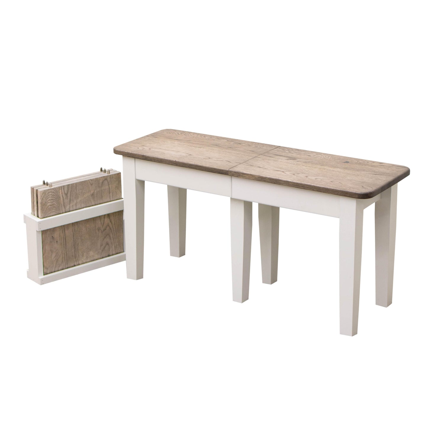 Shaker Leg White & Wood Expandable Dining Bench | M-DW&RWO-GRB