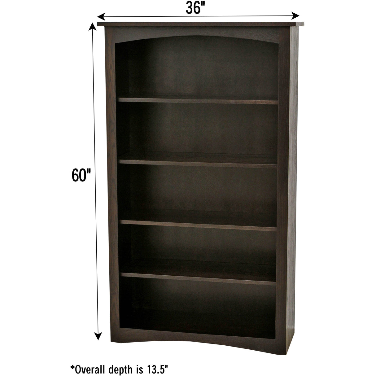 Shaker Solid Wood Bookcase, 60"