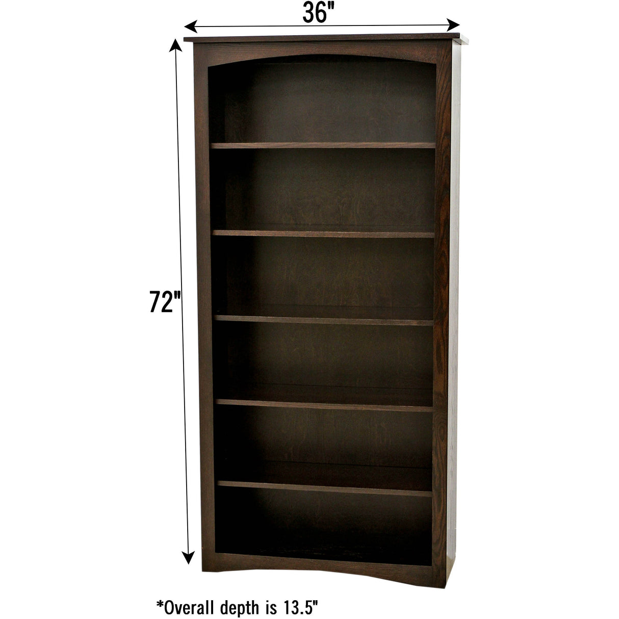 Shaker Solid Wood Bookcase, 72"