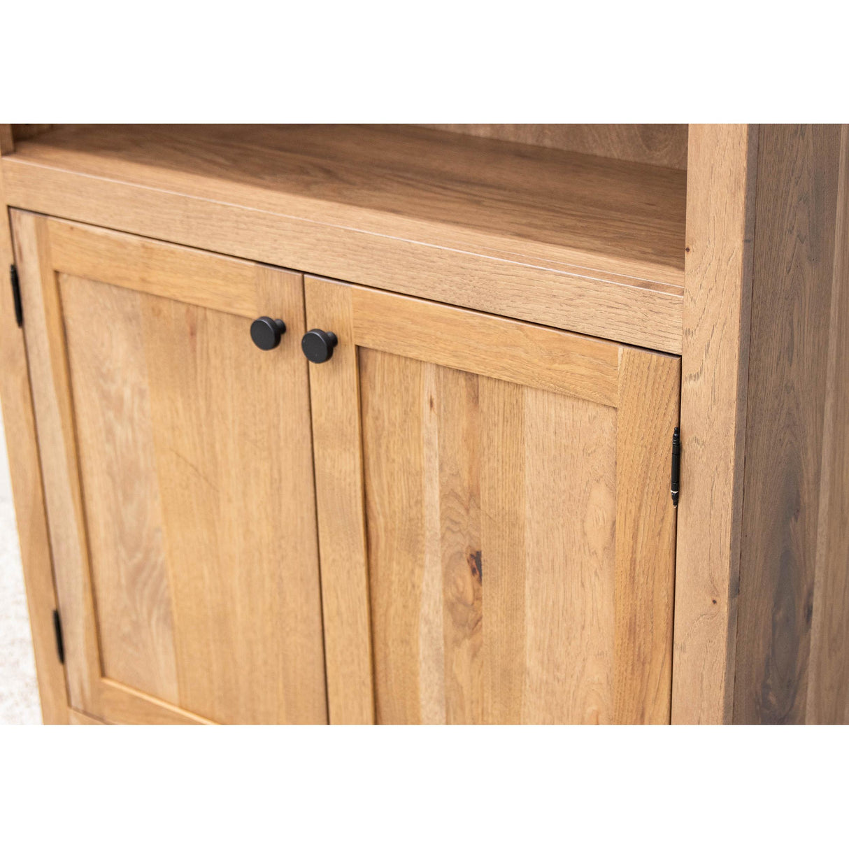 Straight Shaker Solid Hickory Wood 72" Bookcase with Doors | WB