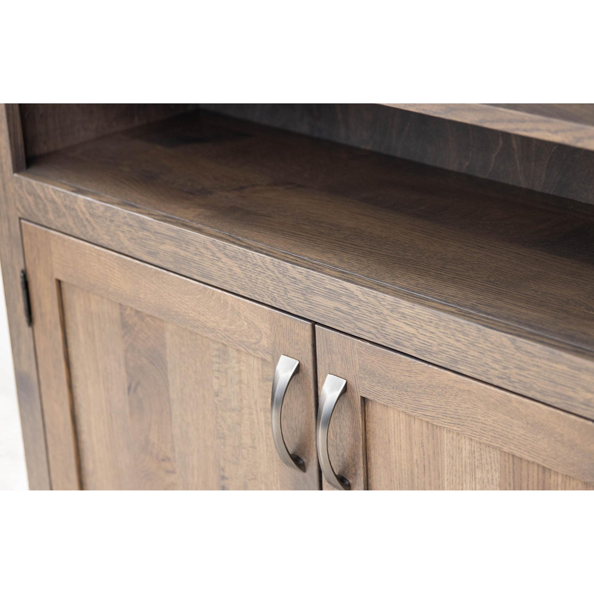 Straight Shaker Solid Quarter Sawn White Oak Wood 72" Bookcase with Doors | SB