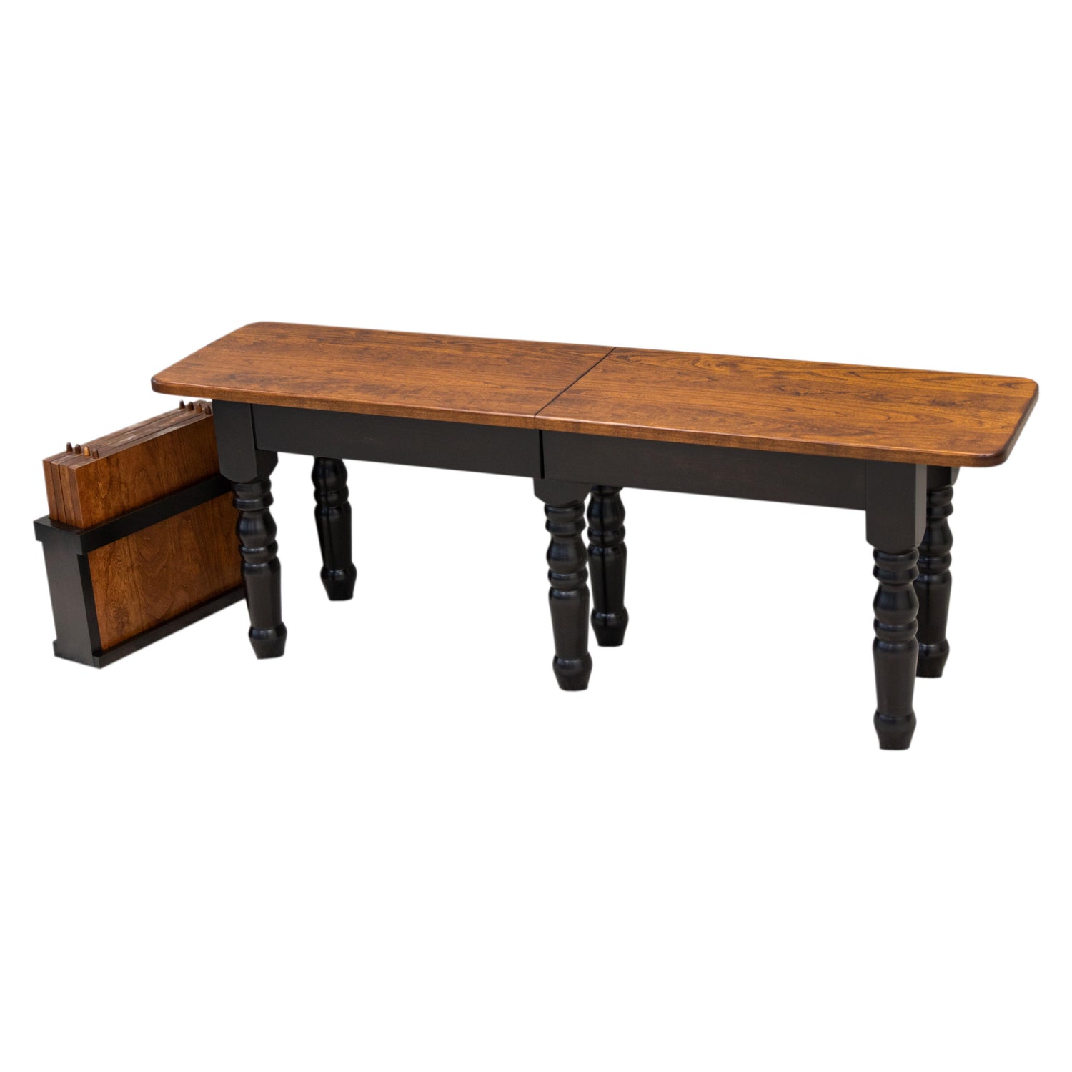 Turned Leg Black & Wood Expandable Dining Bench | M-EB&C-MC