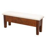 48" Cherry Wood Upholstered Shaker Heavy Leg Bench with Storage | MC
