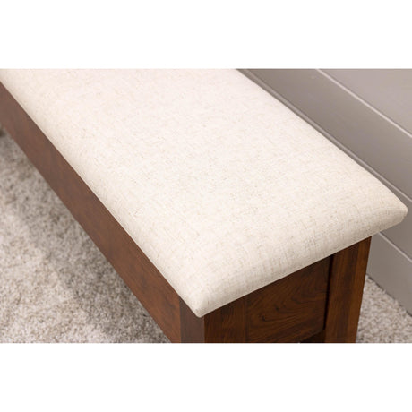 48" Cherry Wood Upholstered Shaker Heavy Leg Bench with Storage | MC