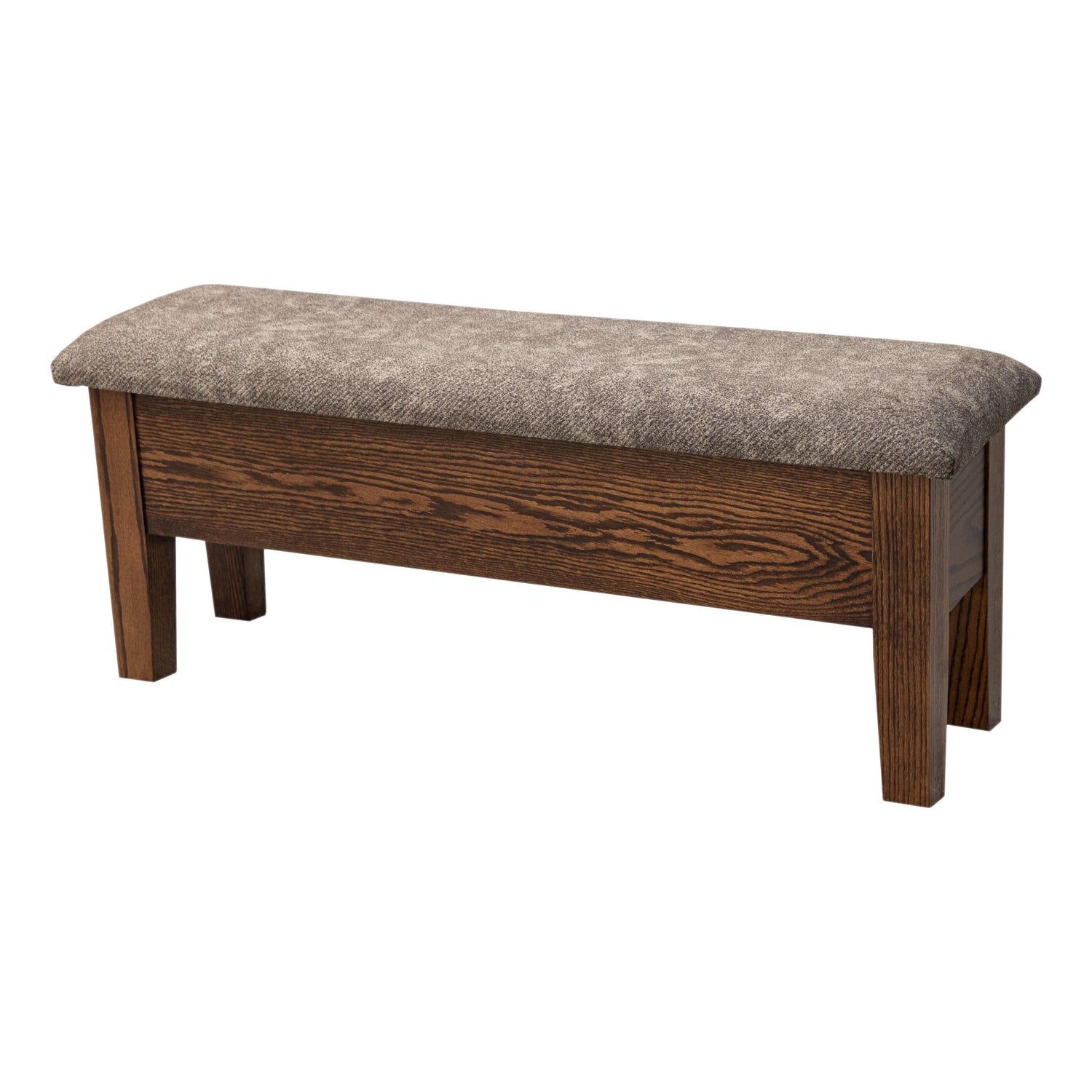 48" Oak Wood Upholstered Shaker Heavy Leg Bench with Storage | ASB