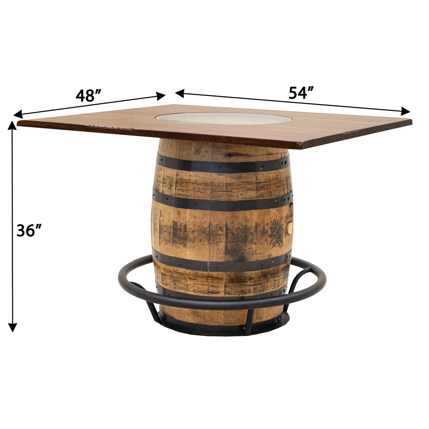 Rectangle Whiskey Quarter Sawn White Oak Wood Single Barrel Pub Table | GB