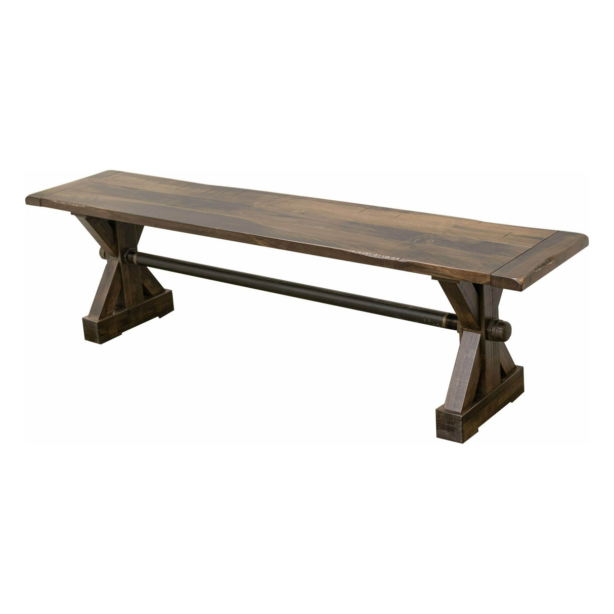 Auburn Trestle Maple Wood Dining Table Set for 6 with Bench