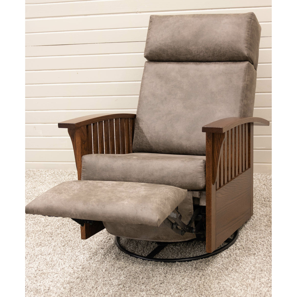 Mission Swivel Glider Recliner with Wood Arms