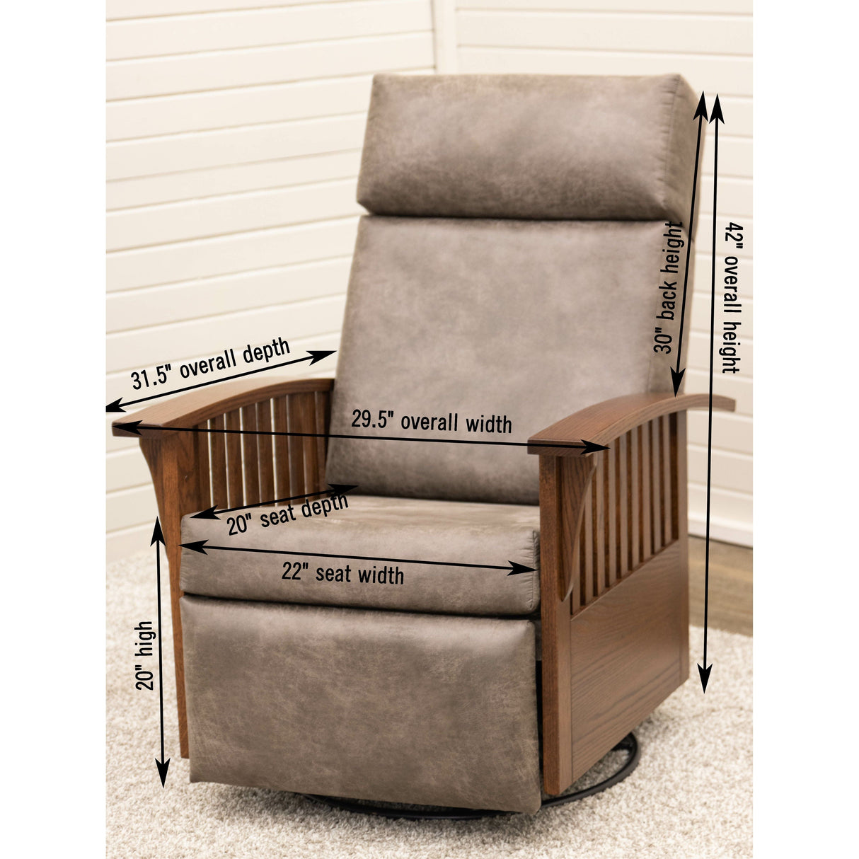 Mission Swivel Glider Recliner with Wood Arms