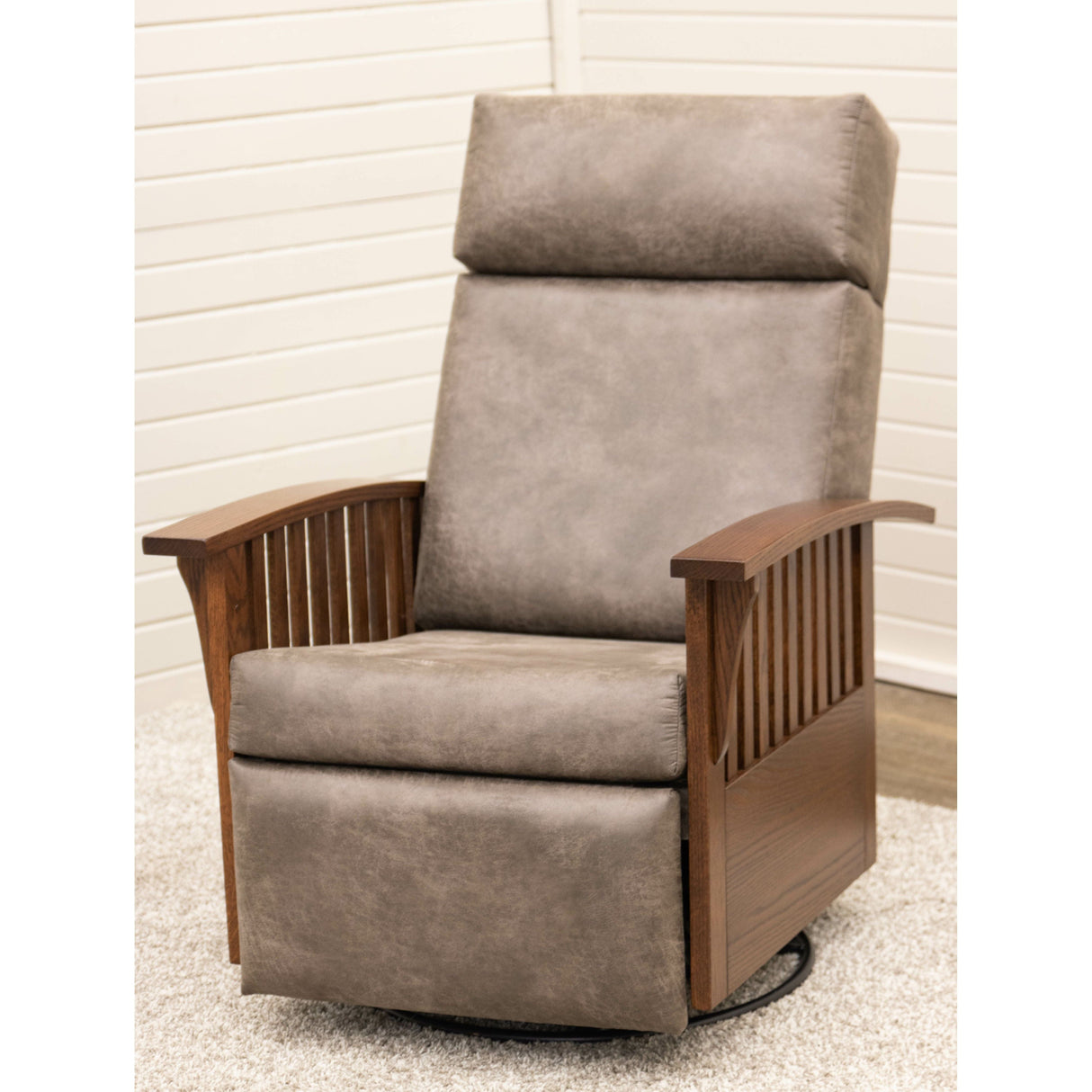 Mission Swivel Glider Recliner with Wood Arms