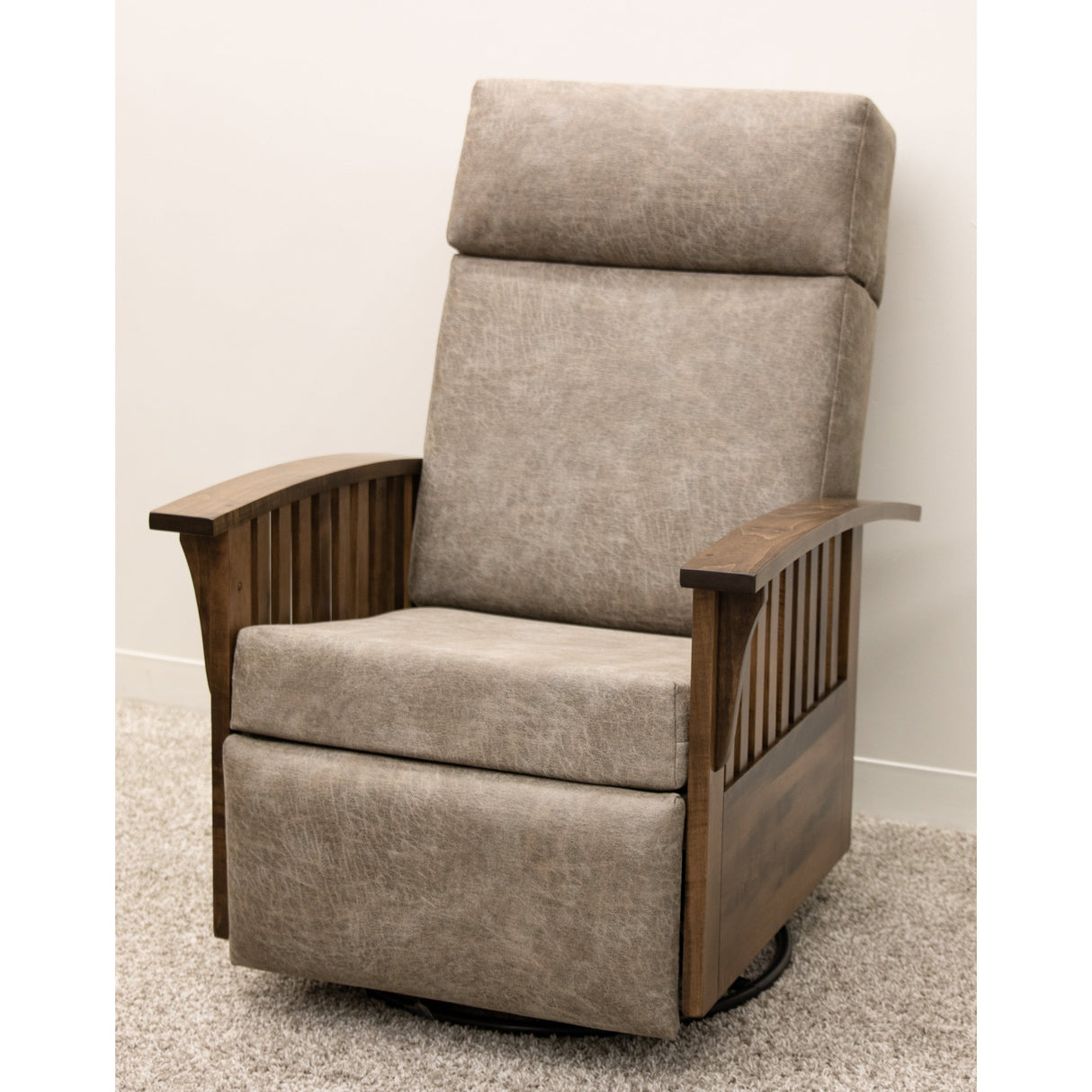 Mission Swivel Glider Recliner with Wood Arms