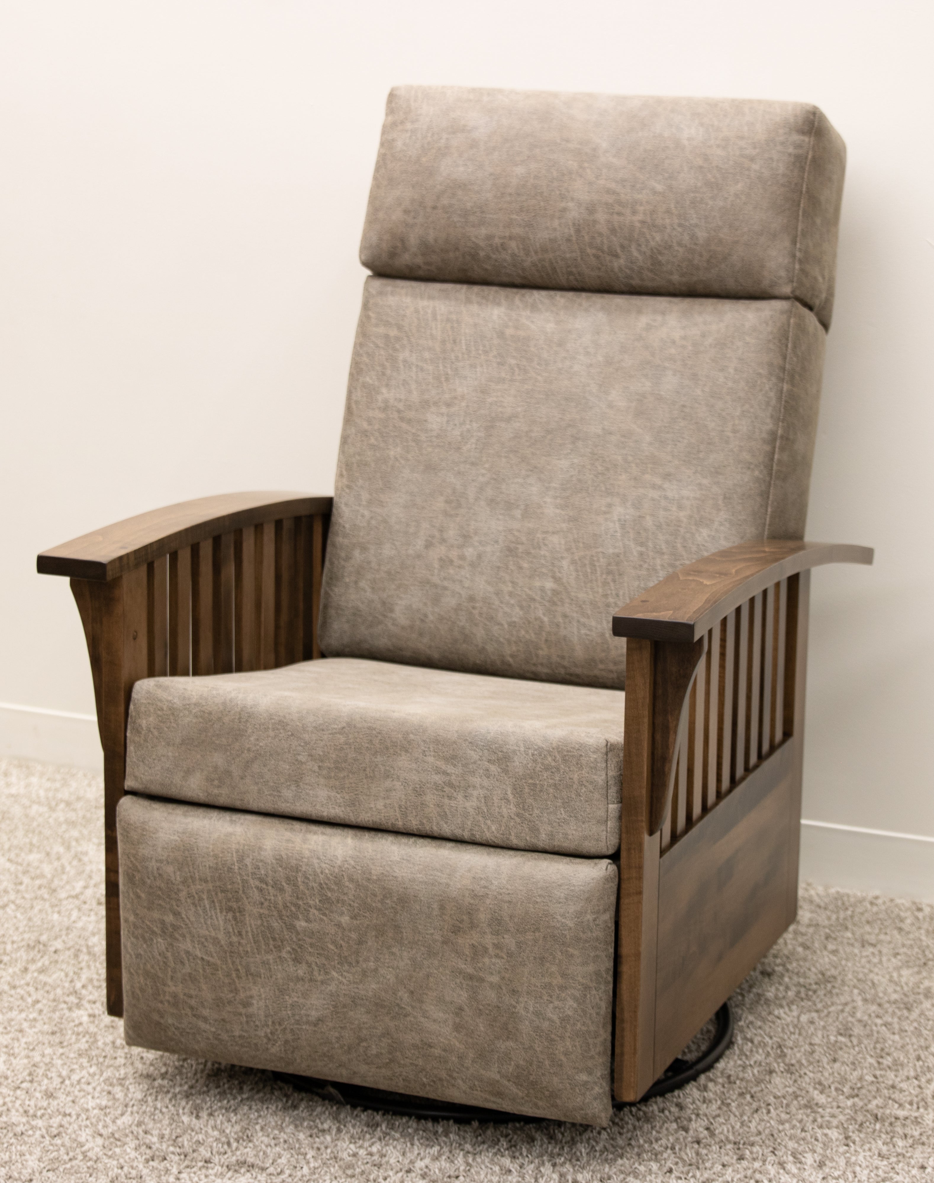 Mission Swivel Glider Recliner with Wood Arms - Thumbnail 3