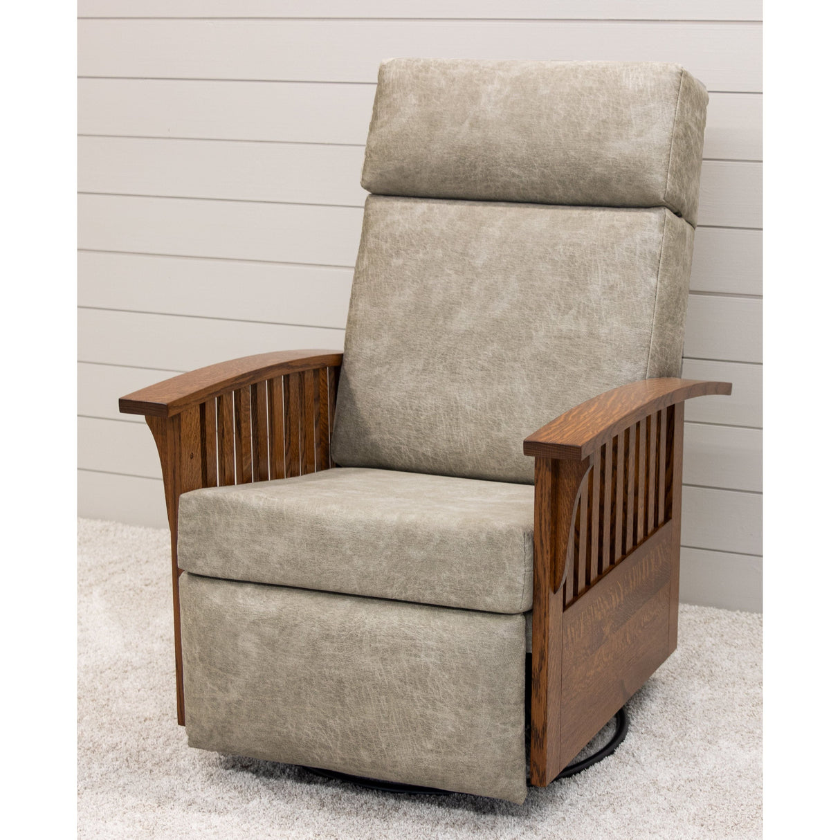 Mission Swivel Glider Recliner with Wood Arms