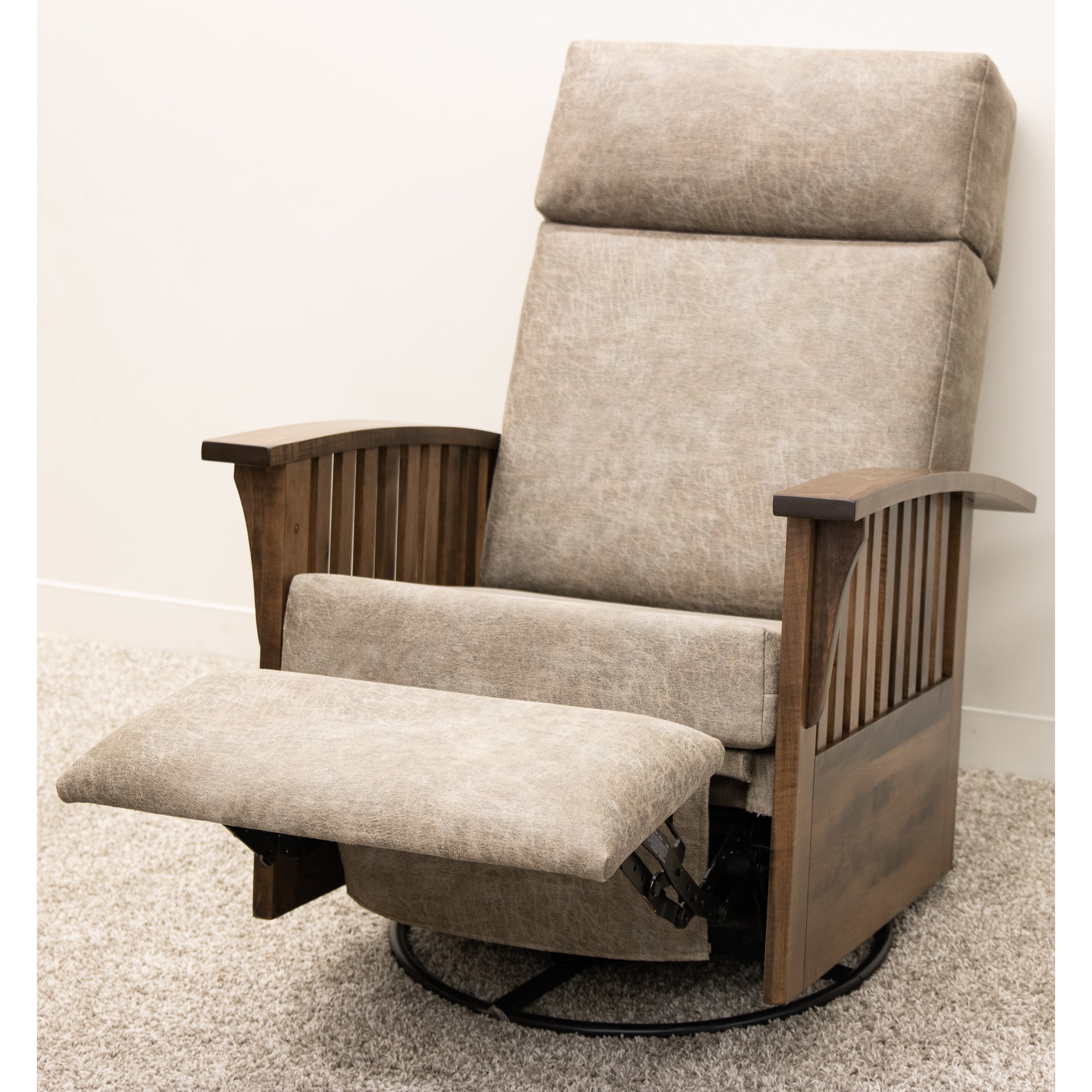 Mission Swivel Glider Recliner with Wood Arms - Thumbnail 2