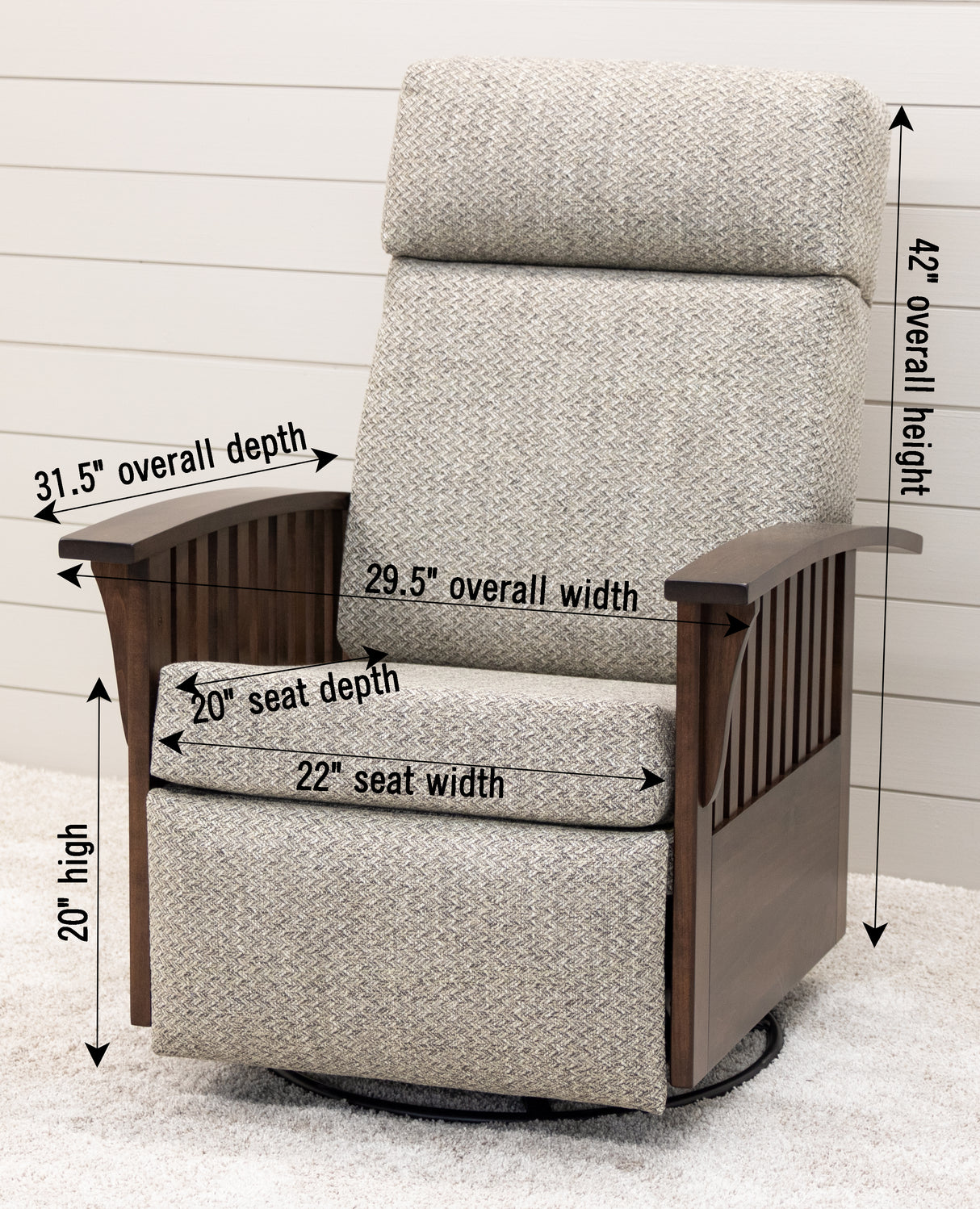 Mission Swivel Glider Recliner with Wood Arms