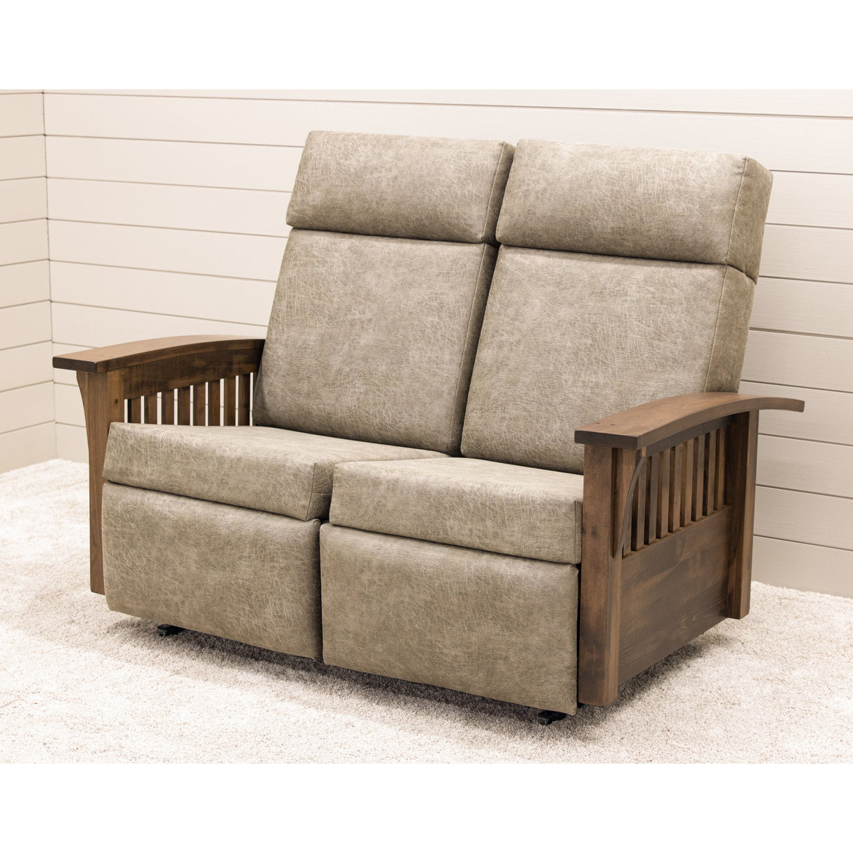 Mission Reclining Loveseat with Wood Arms