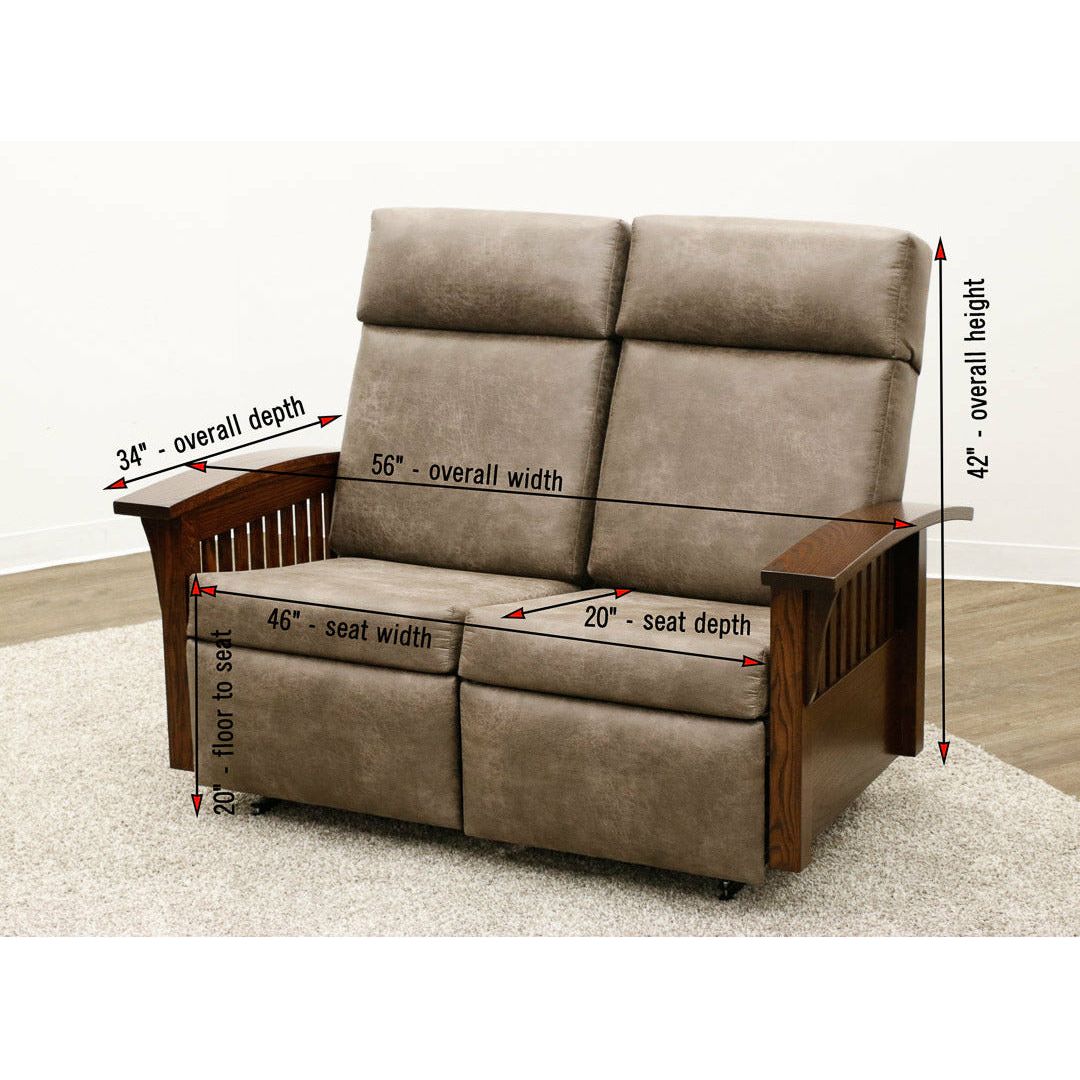 Mission Reclining Loveseat with Wood Arms