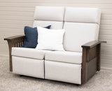 Mission White Reclining Loveseat with Wood Arms | 23-13