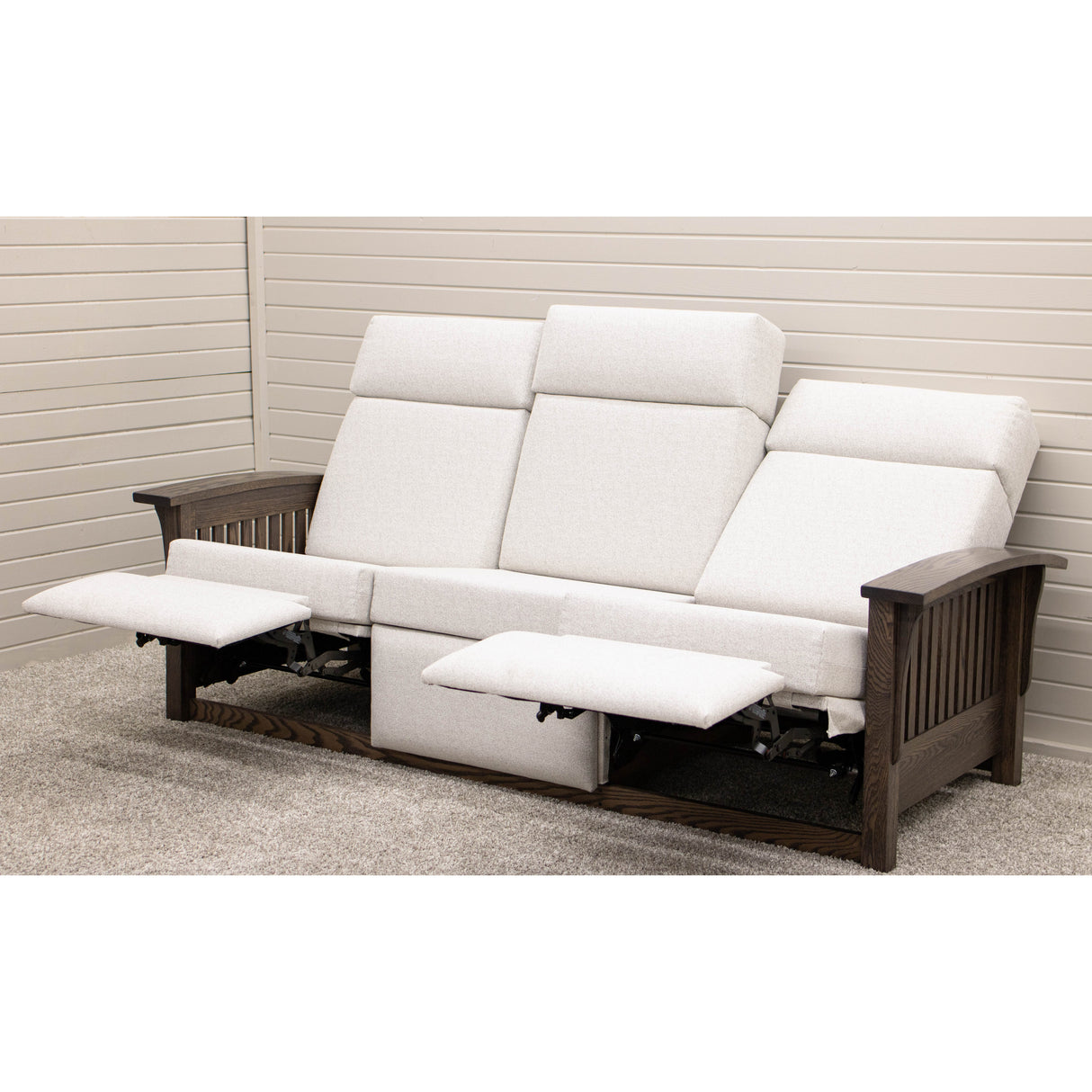 Mission Wallhugger Reclining Sofa with Wood Arms