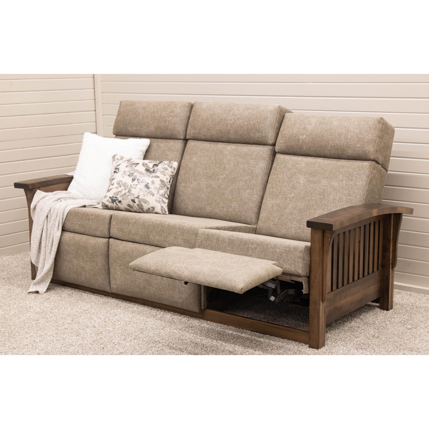 Mission Wallhugger Reclining Sofa with Wood Arms | 22-61