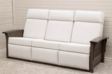Mission White Wallhugger Reclining Sofa with Wood Arms | 23-13