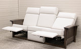 Mission White Wallhugger Reclining Sofa with Wood Arms | 23-13