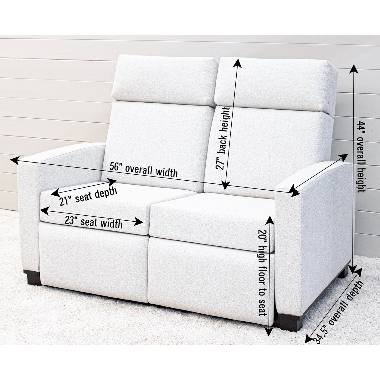 Modern Shaker Push Back Loveseat