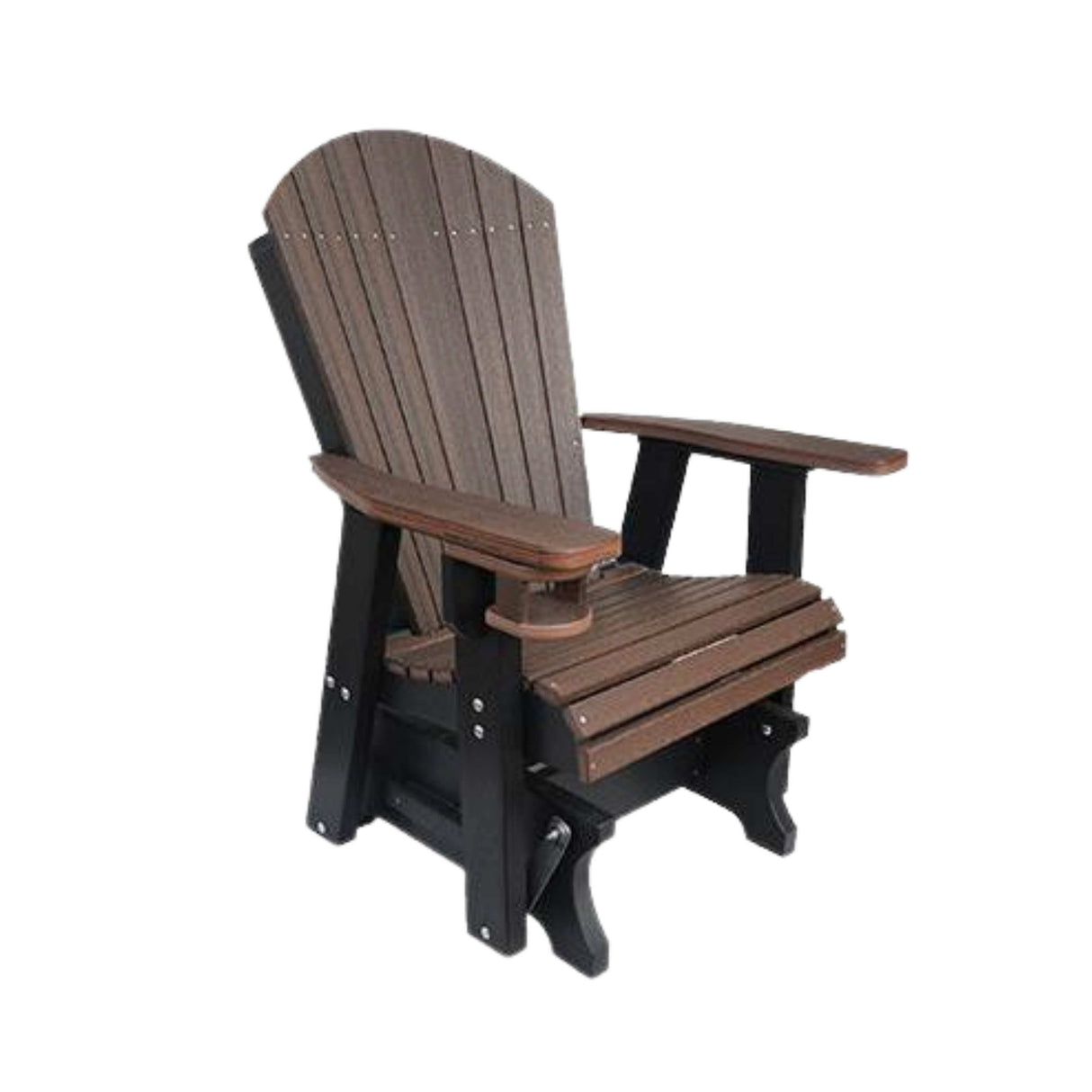 Adirondack Outdoor Amish Poly Glider Rocker | Brazilian Walnut & Black