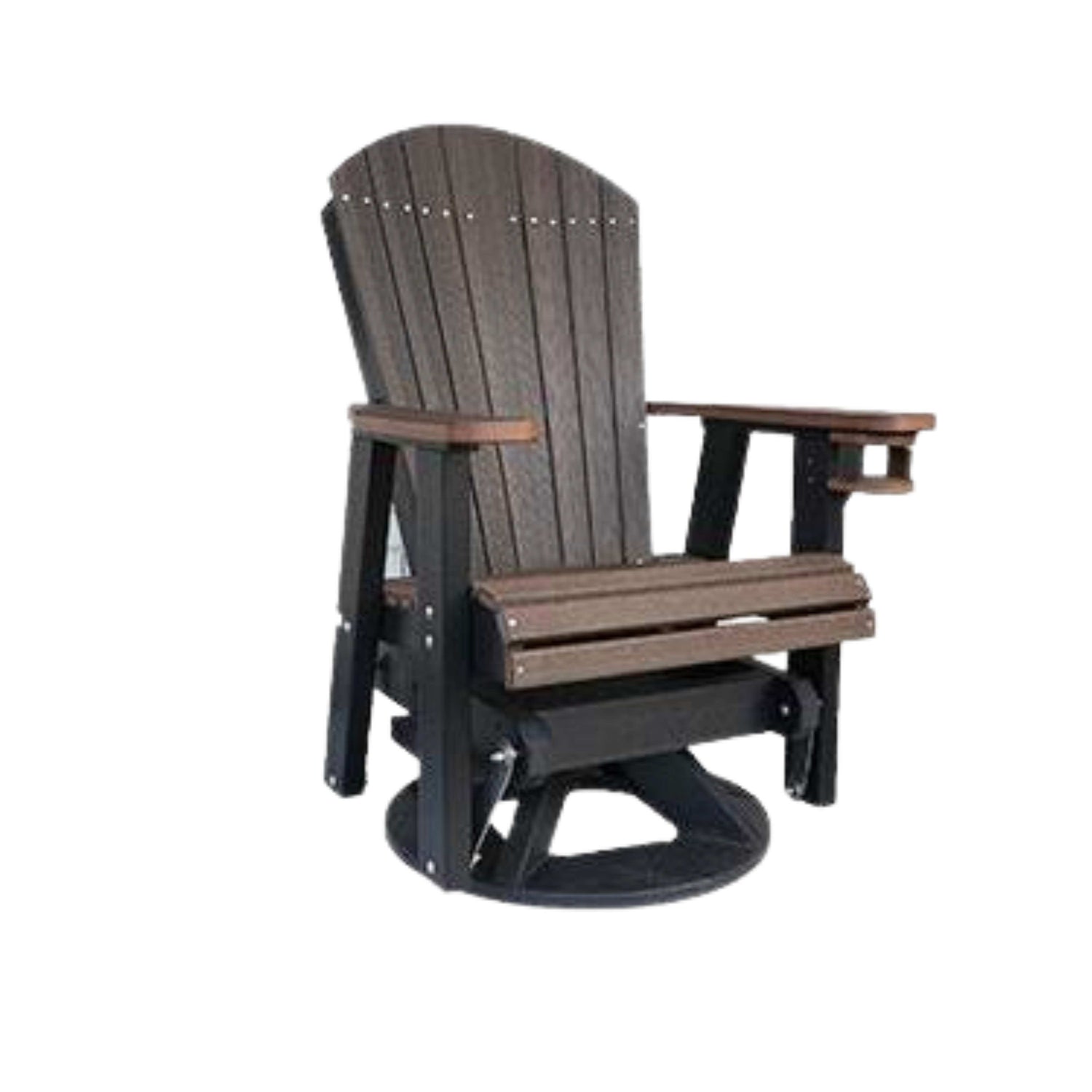 Adirondack Amish Outdoor Swivel Glider Rocker | Brazilian Walnut & Black